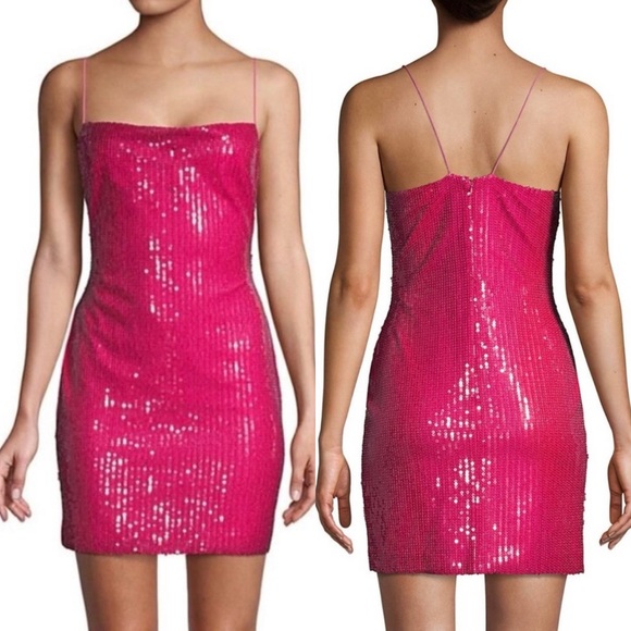 LIKELY Eve Sequin Mini Dress in Pink Fuchsia - Picture 1 of 9